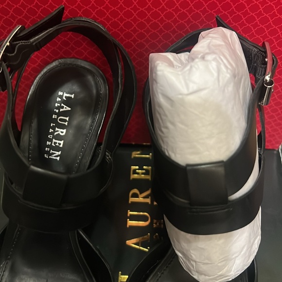 Lauren Ralph Lauren Saydee Leather Platform Heels Burnished Vachetta black - Picture 5 of 7